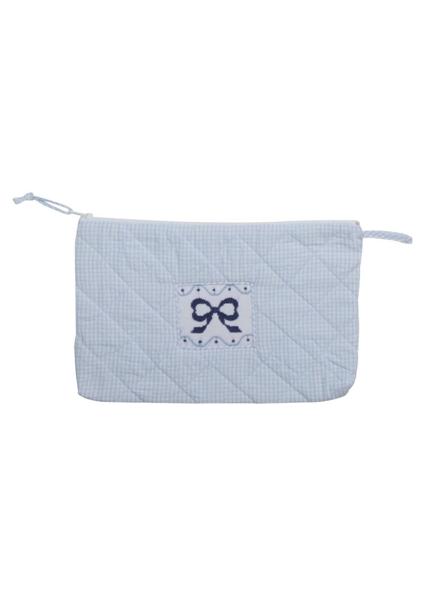 Quilted Luggage - Blue Bow