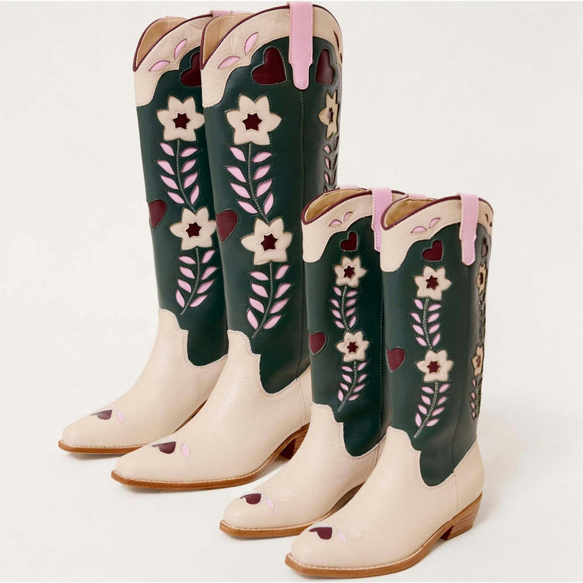 Mini Dakota Boot in Green & Cream