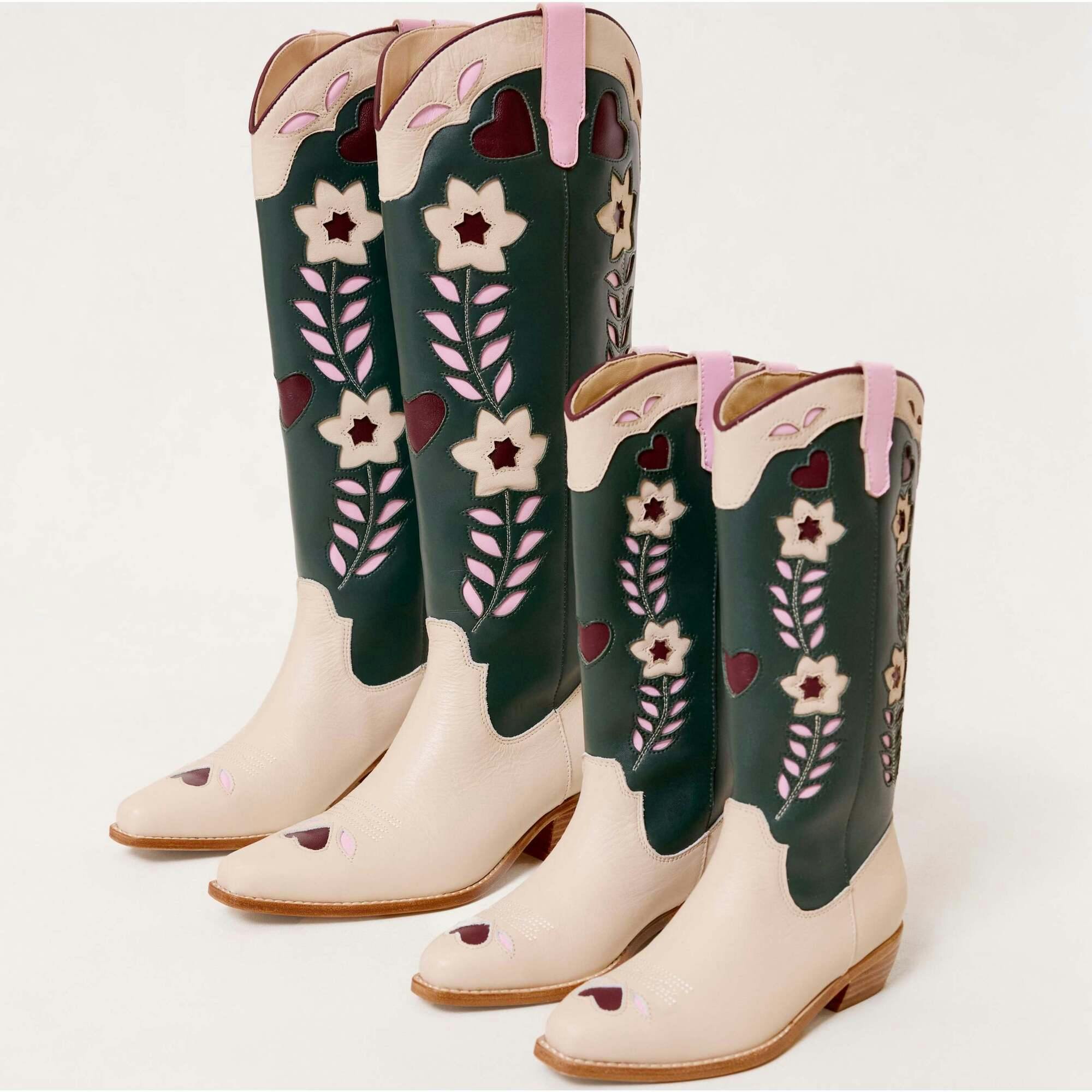 Mini Dakota Boot in Green & Cream