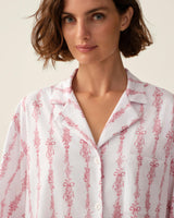The Olivia Wide Leg Pima Pajama Set in Pink Mayfair Toile