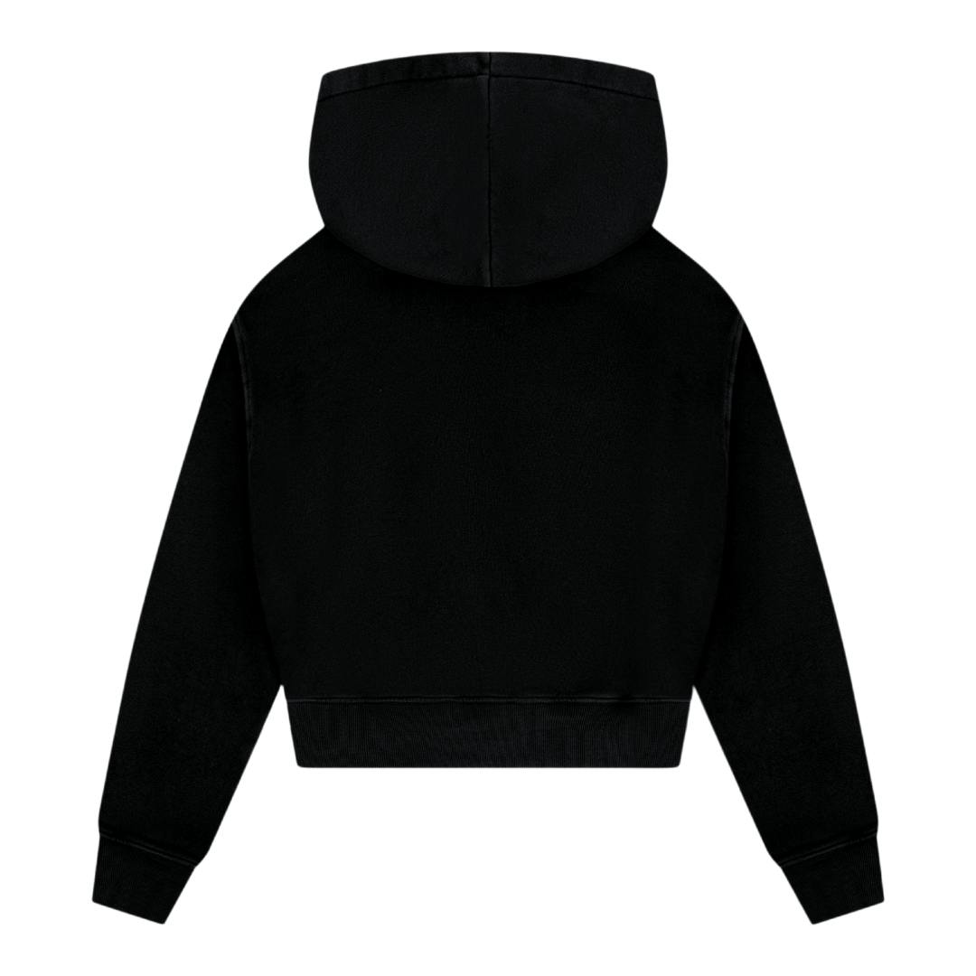 Tenly Cotton Fleece Cropped Kangaroo Pocket Hoodie