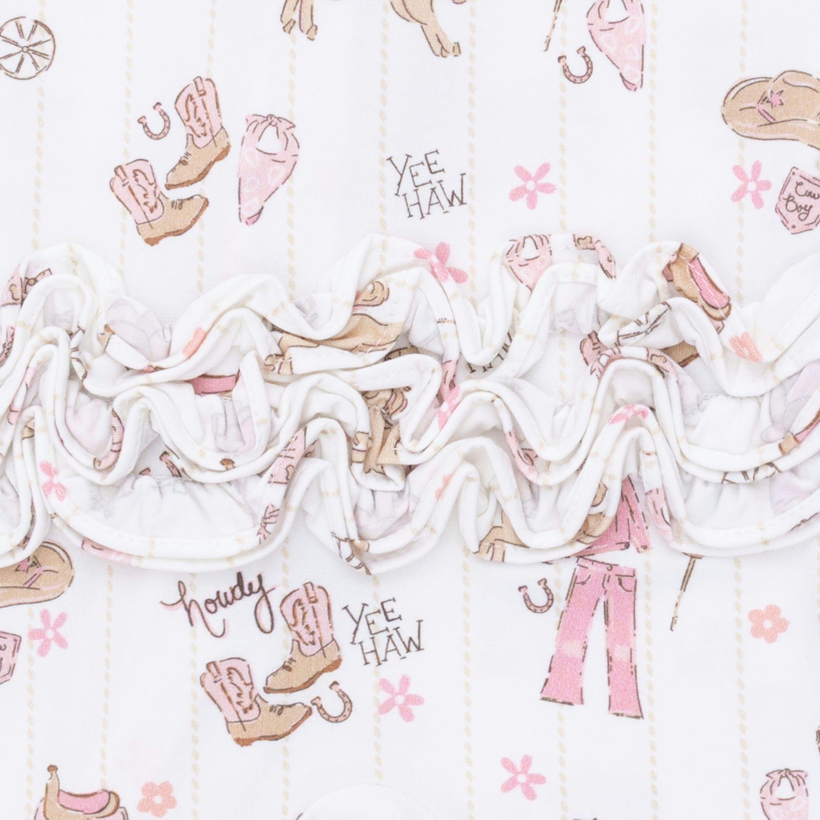 Cowgirl Nursery - 2 Way Ruffle Front Zipper Footie