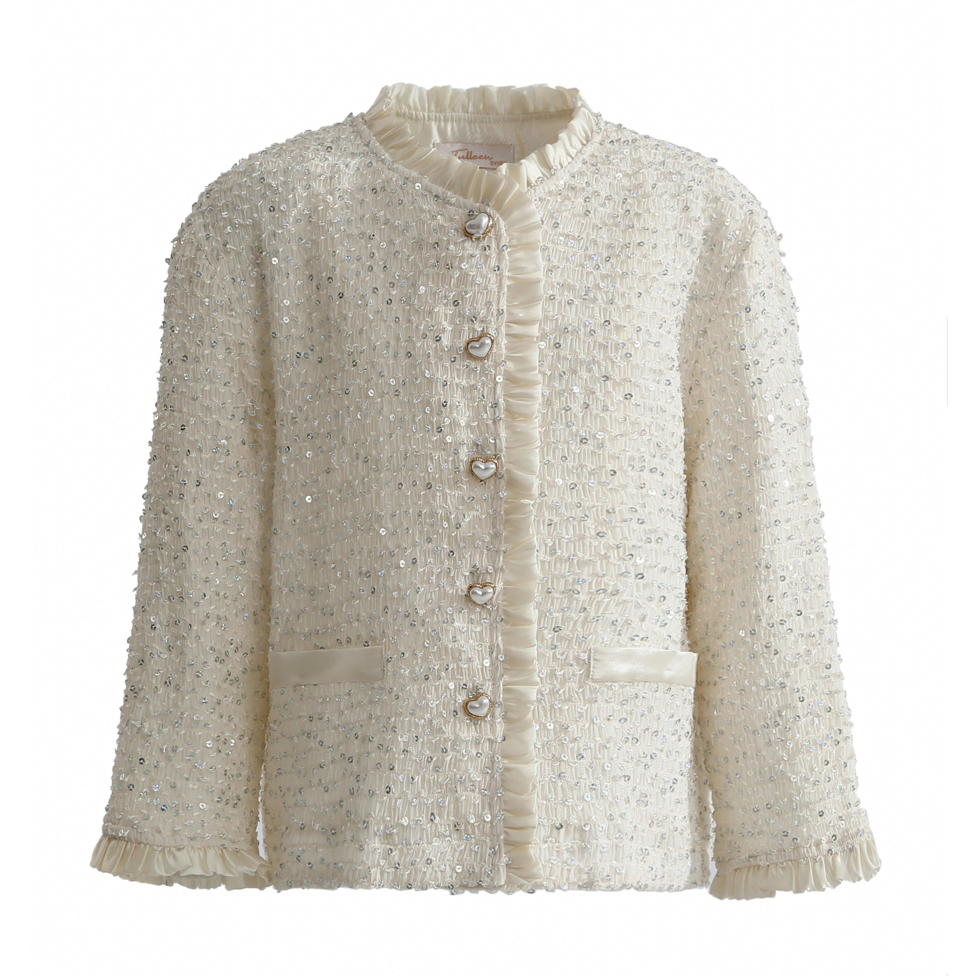 Cream Sequin Tweed Jacket