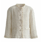 Cream Sequin Tweed Jacket
