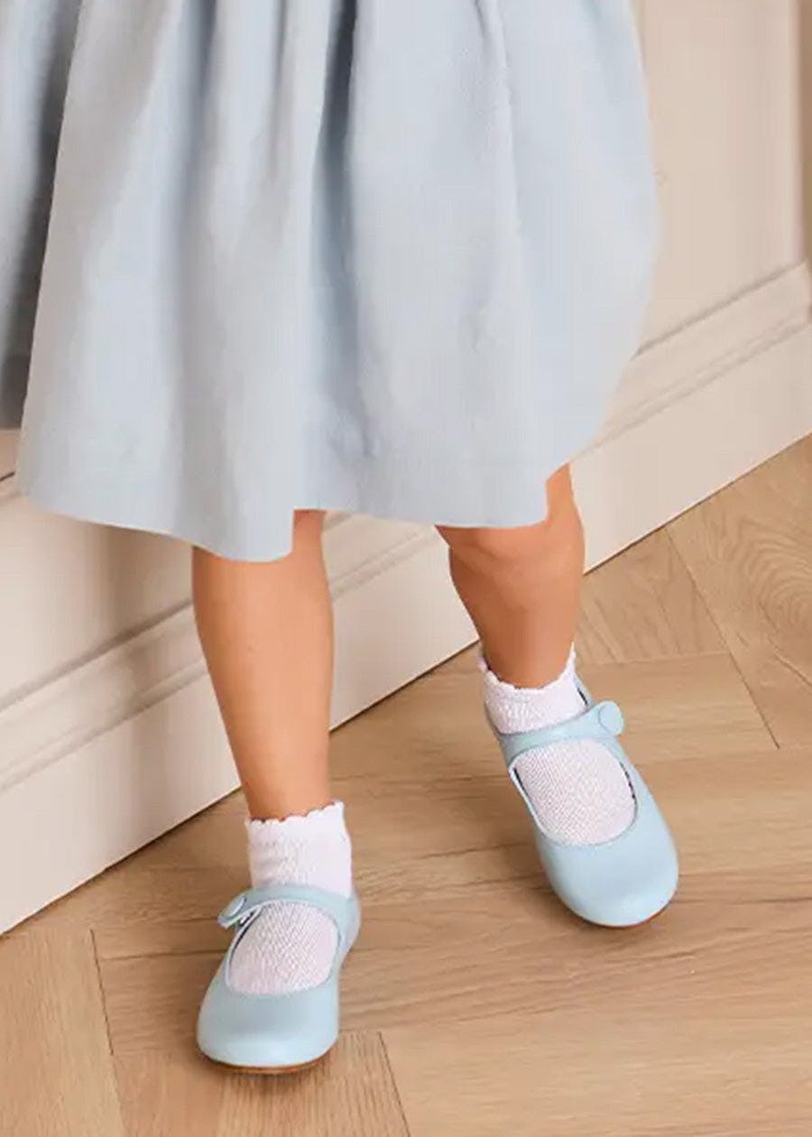 Leather Mary Jane Shoes in Sky Blue (24-35EU)