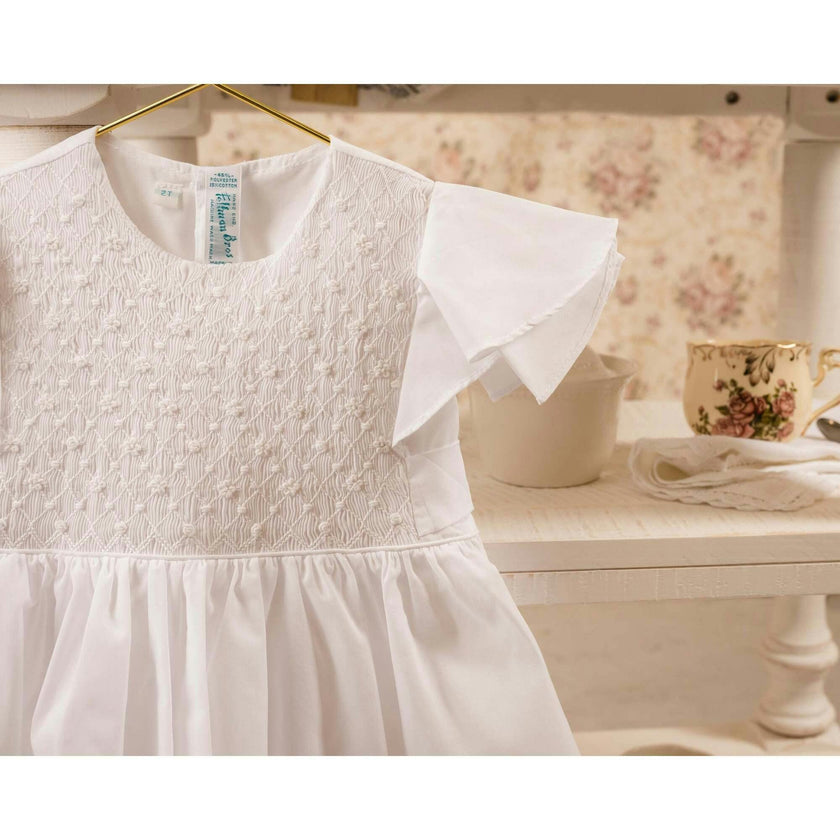 White Elegant Smocked Wedding Dress