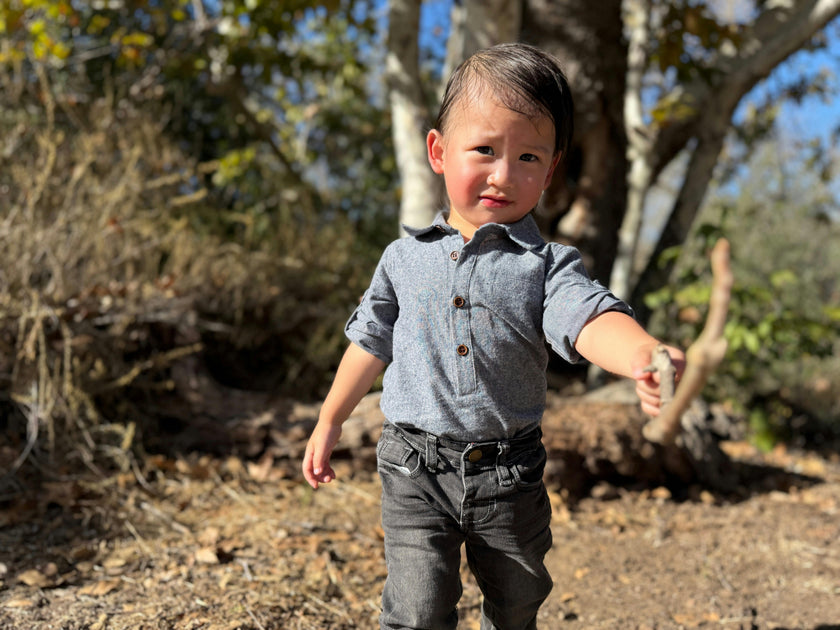 JASPER Navy Chambray Woven Onesie