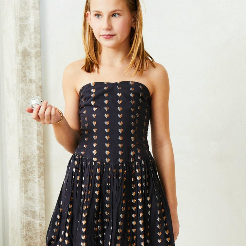 Daniela Lurex Heart Bubble Dress -Black