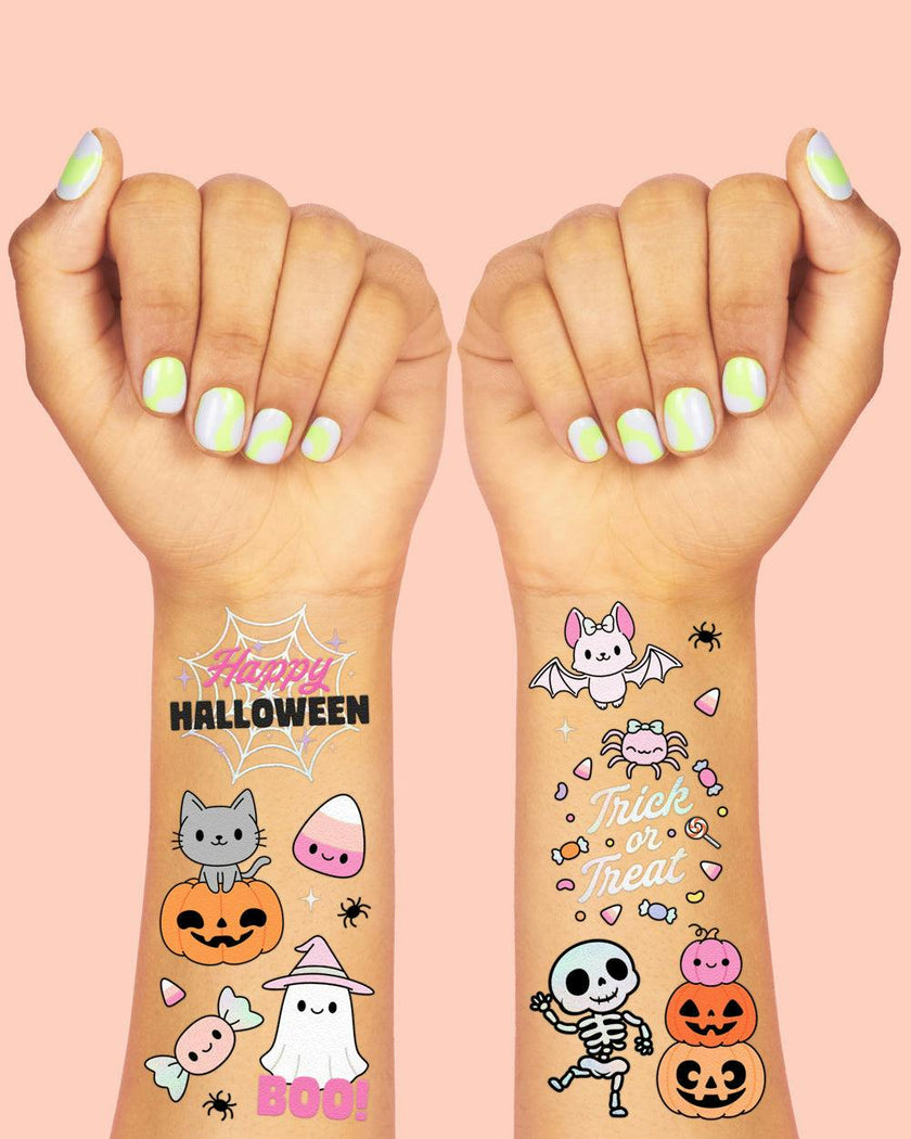 Pink Halloween Kawaii Tattoos - 50 temporary tattoos
