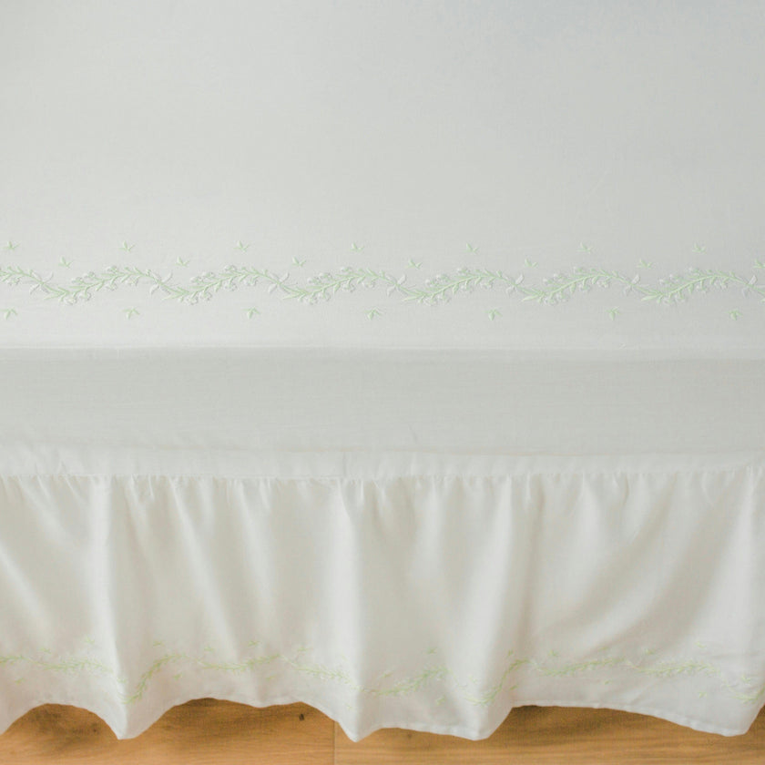 Embroidered Crib Sheet - Meadow