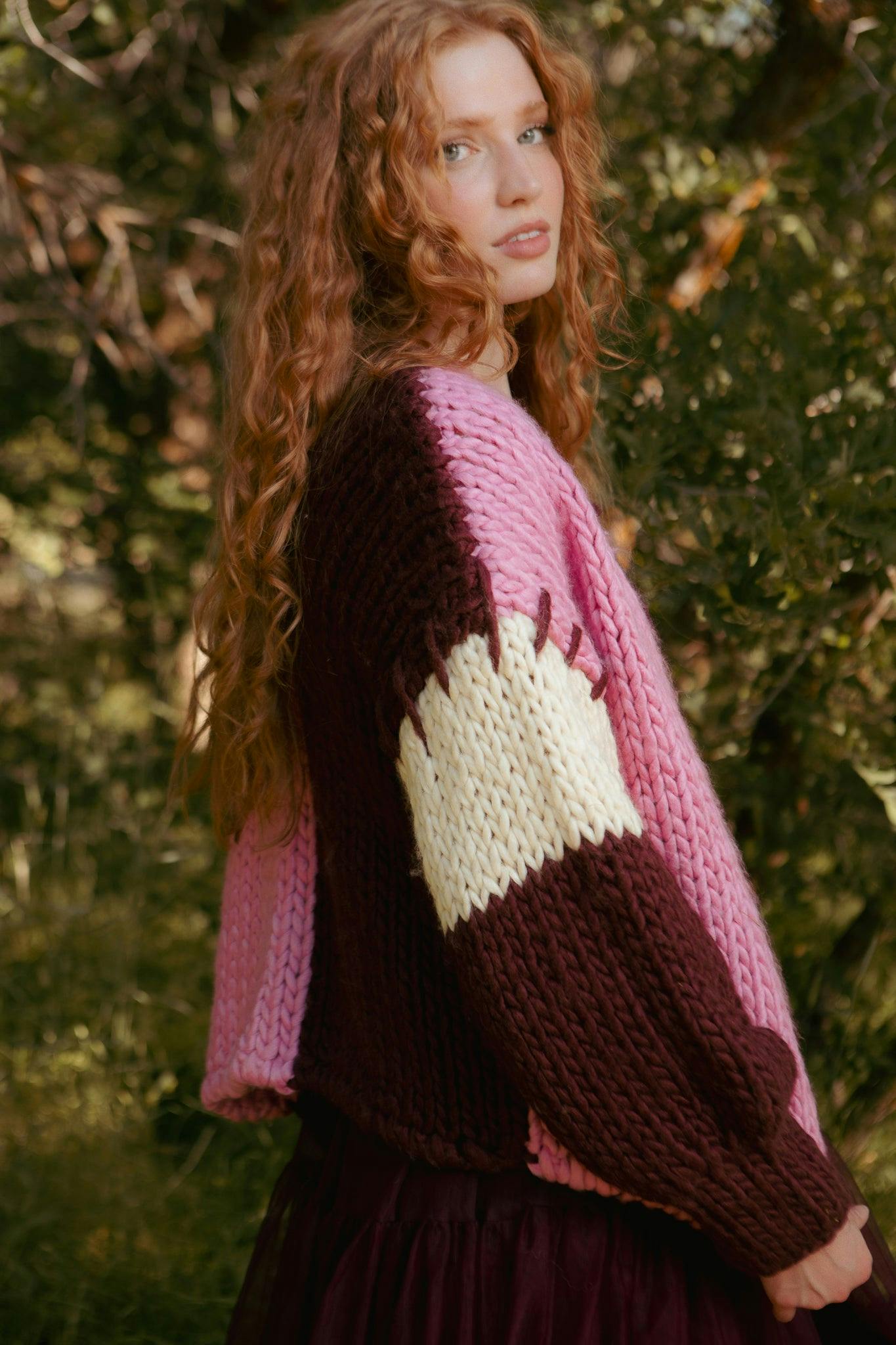 Marissa Sweater in Pink & Red