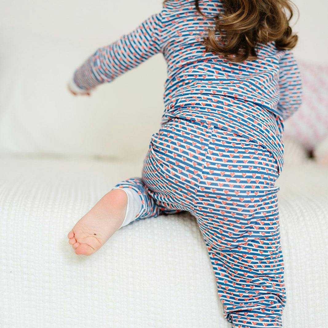 Sailor Hearts Two Piece Kids Henley Pajamas