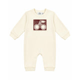 French Fleece Romper With Cherry Embroidery