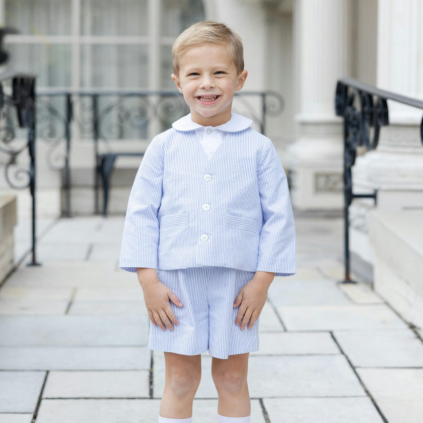 Seersucker Jacket and Short with Woven Short Sleeve Shirt