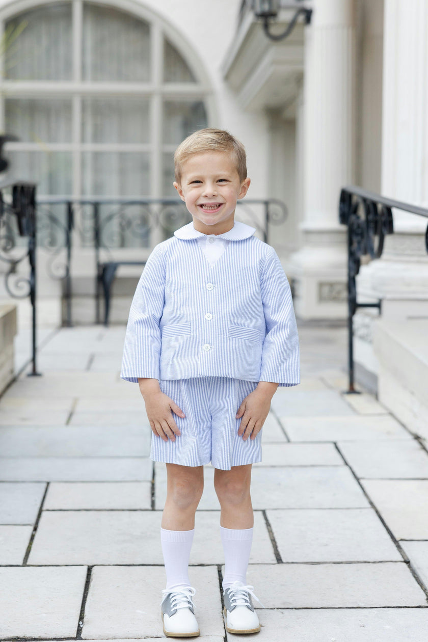 Seersucker Jacket and Short with Woven Short Sleeve Shirt