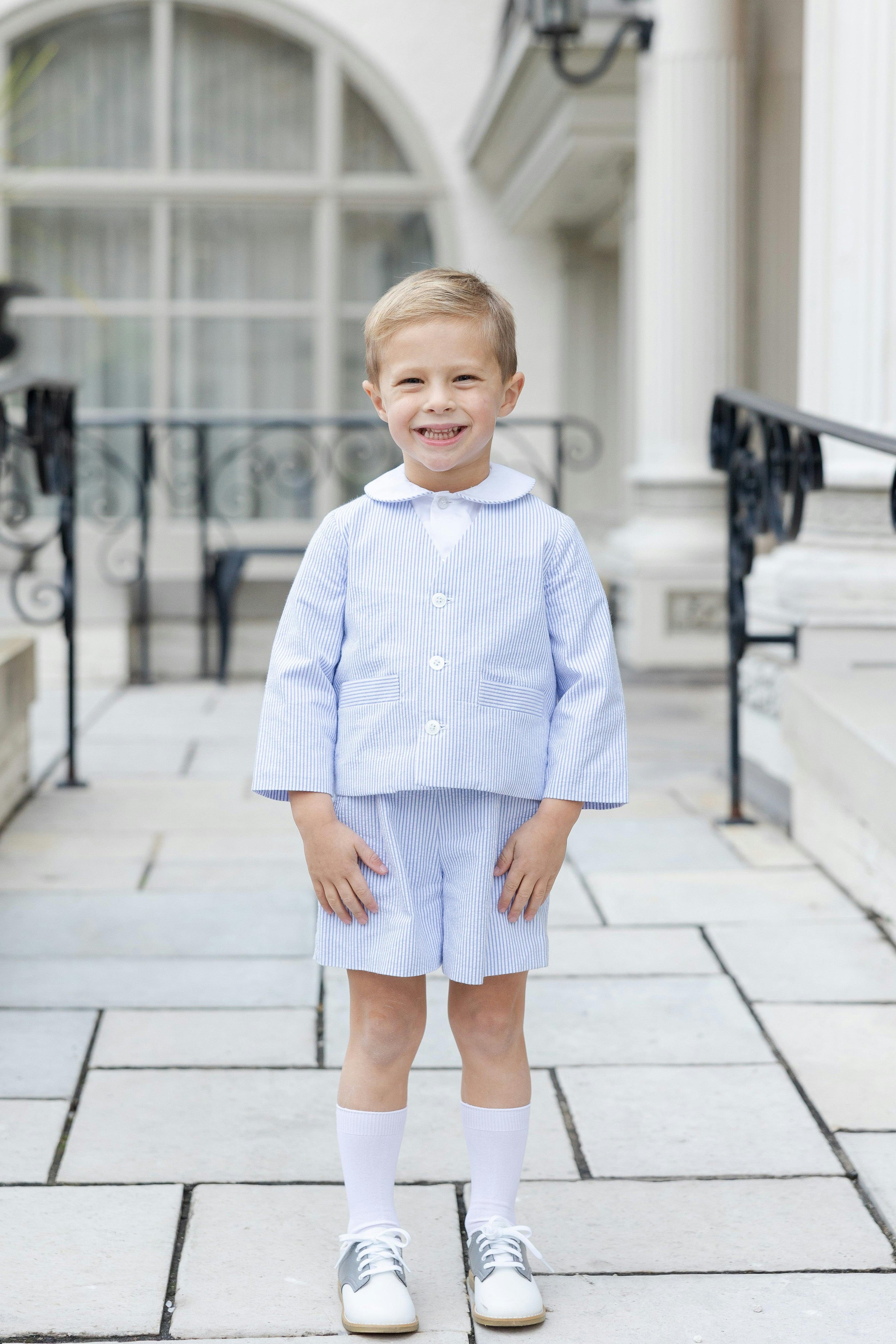 Seersucker Jacket and Short with Woven Short Sleeve Shirt