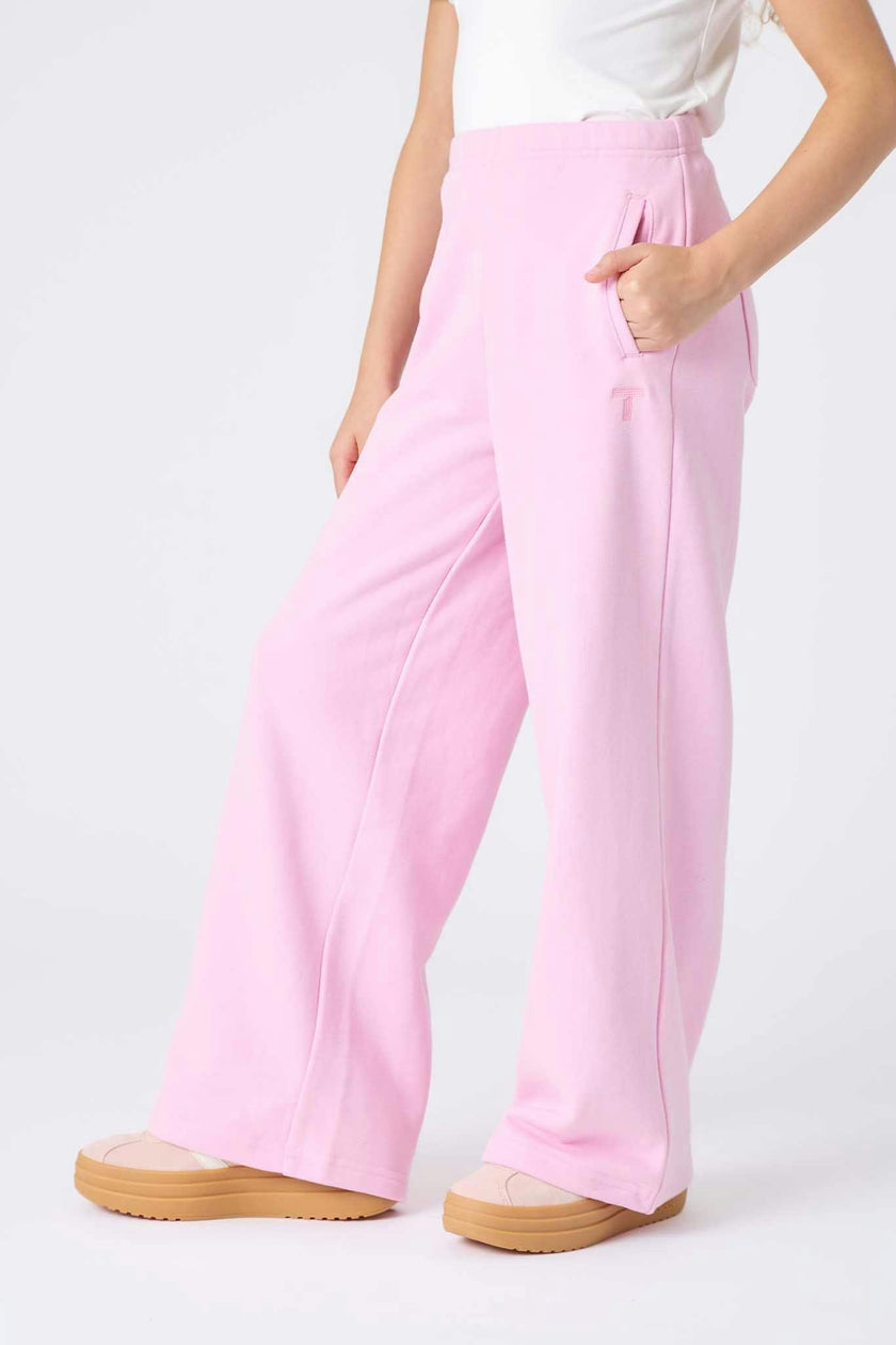 Girls Wide Leg Sweatpant in Candy Pink