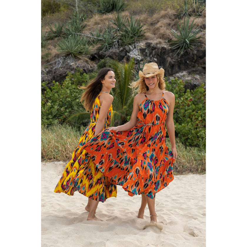 Sabine Womens Maxi Dress Fiesta Sunset Ikat, Fiesta Sunset Ikat