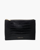Insulated Small Snack Pouch, Black Croc