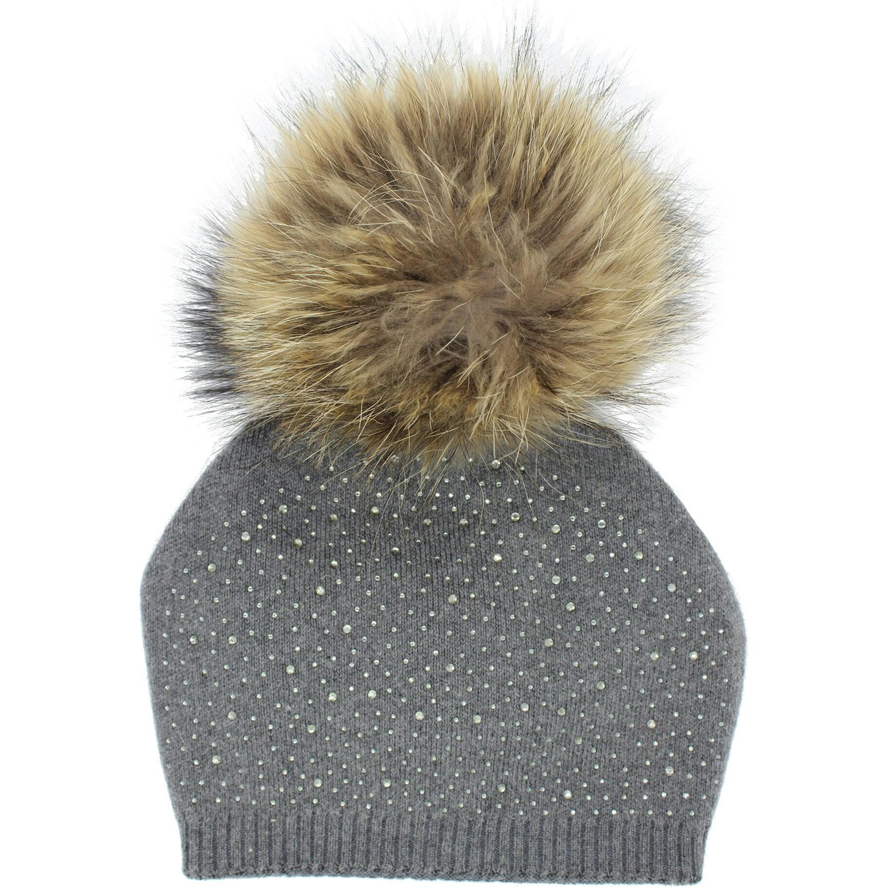 Knit Wool Faux Fur Pom Pom Hat