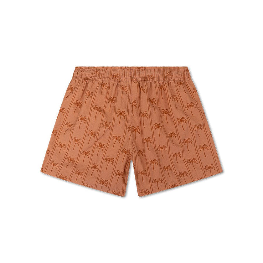 Swim Shorts - Brown - Palm Stripe