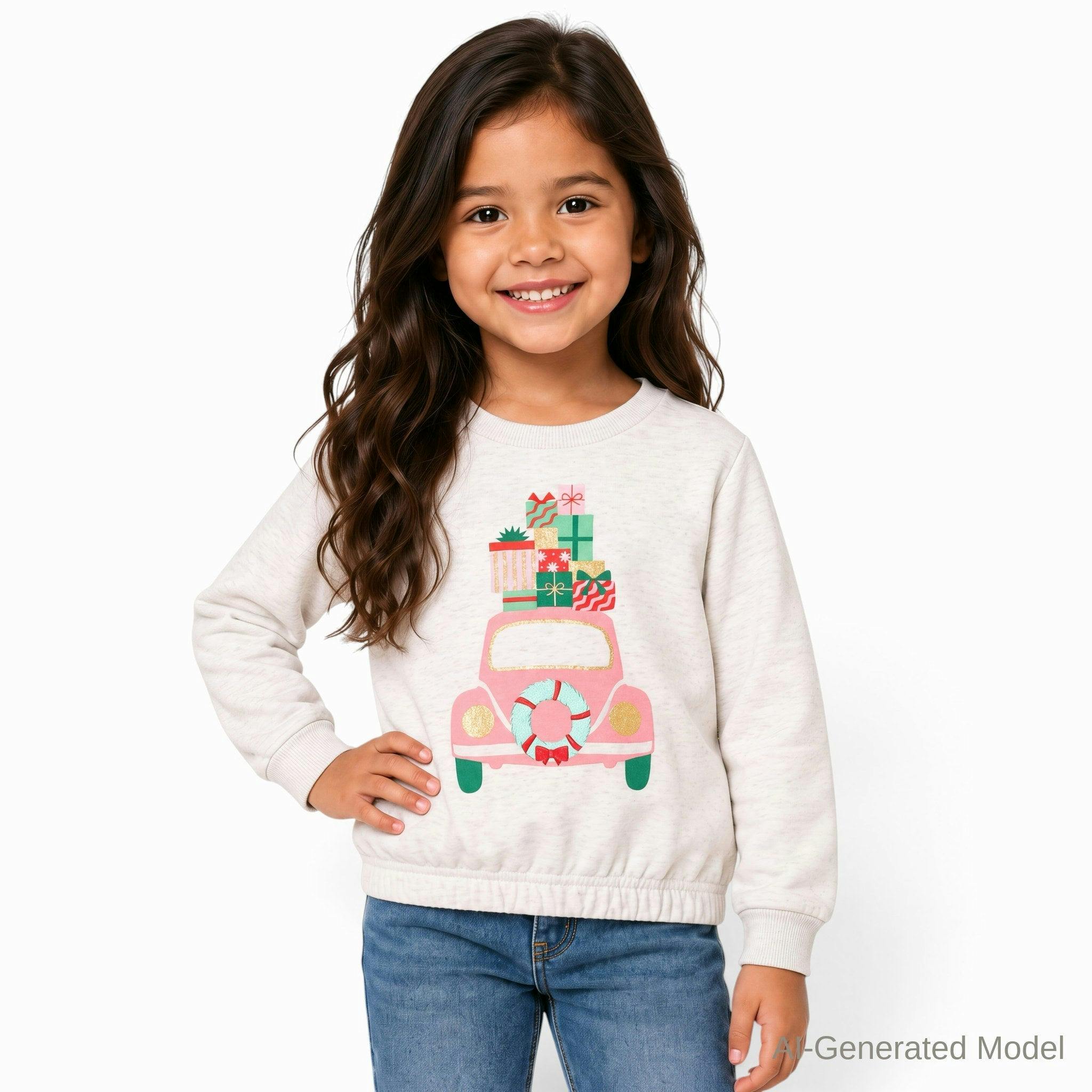 Graphic Sweatshirt | Pink Holiday Car