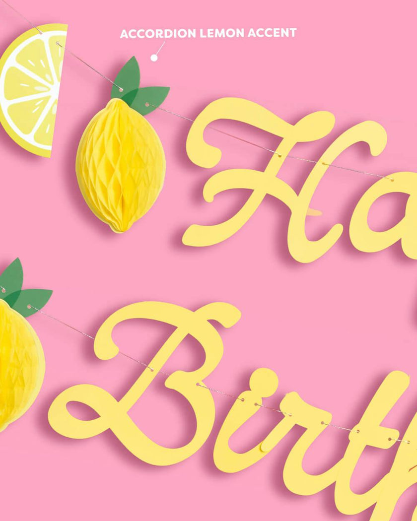 Happy Birthday Lemon Banner - lemon birthday banner