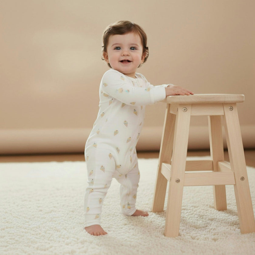 Organic 2-Way Zip Romper - Ice Cream