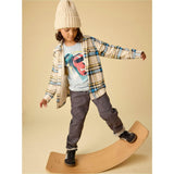 French Terry Plaid Shacket, Natural