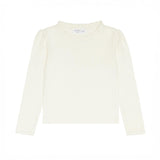 girls cream ruffle pointelle long sleeve shirt