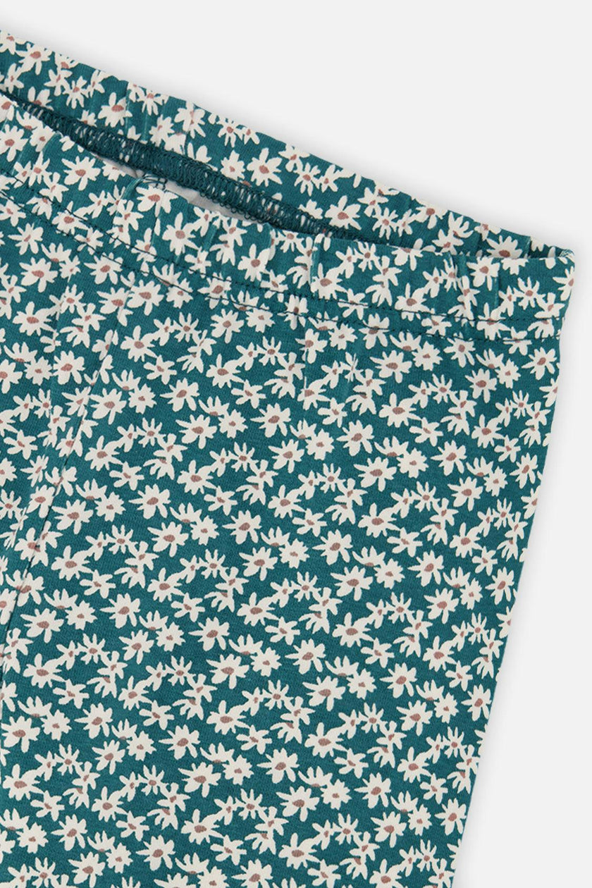 Organic Cotton Leggings Green Daisy Print
