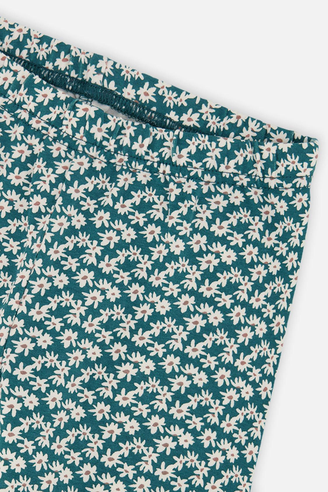 Organic Cotton Leggings Green Daisy Print
