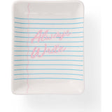 Packed Party Always Write Teacher Trinket Tray and Apple Earring Set – Ceramic Notebook Paper Tray with Red Enamel Apple Stud Earrings, 4.33x5.5 Inch