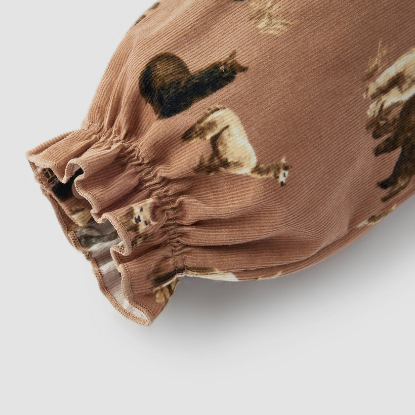 Corduroy Ruffle Snap Jumper