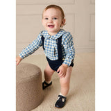 Darby Gingham Button Detail Long Sleeve Shirt in Blue (3mths-4yrs)