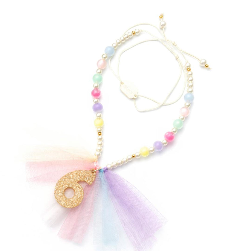 Number 6 Gold Glitter Necklace