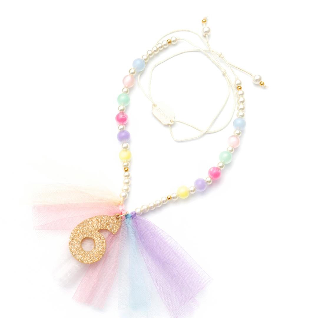 Number 6 Gold Glitter Necklace