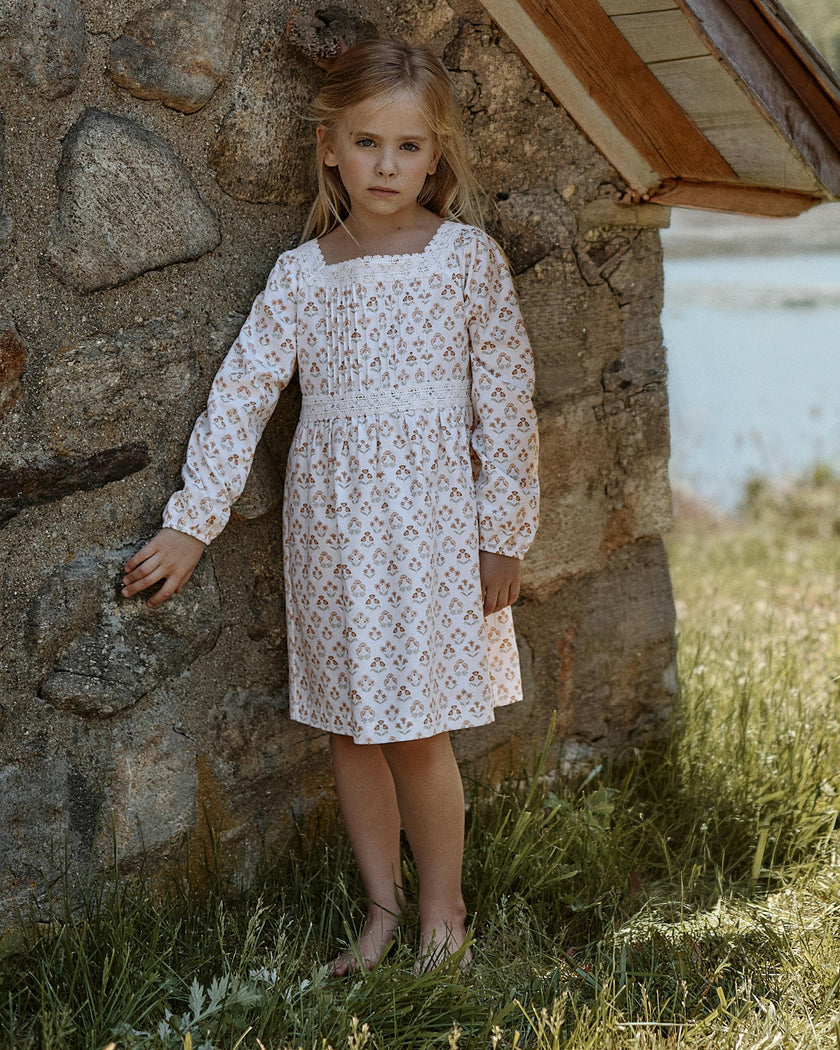 Girl's Twill Long Sleeve Juliette Nightgown in Estate Garden