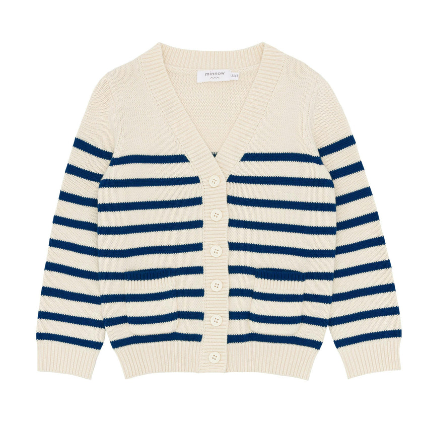 Kids Breton Stripe V-Neck Knit Cardigan