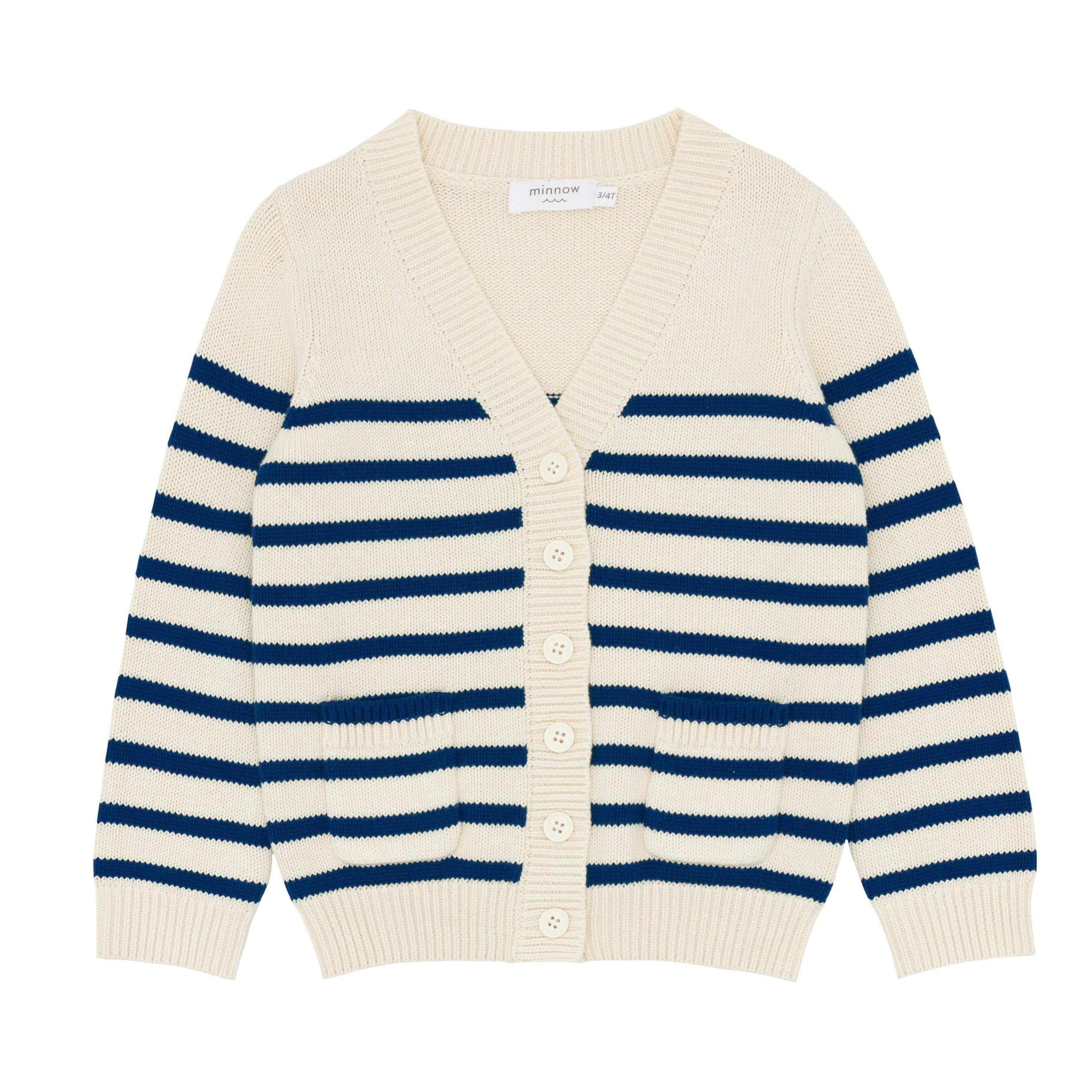 Kids Breton Stripe V-Neck Knit Cardigan