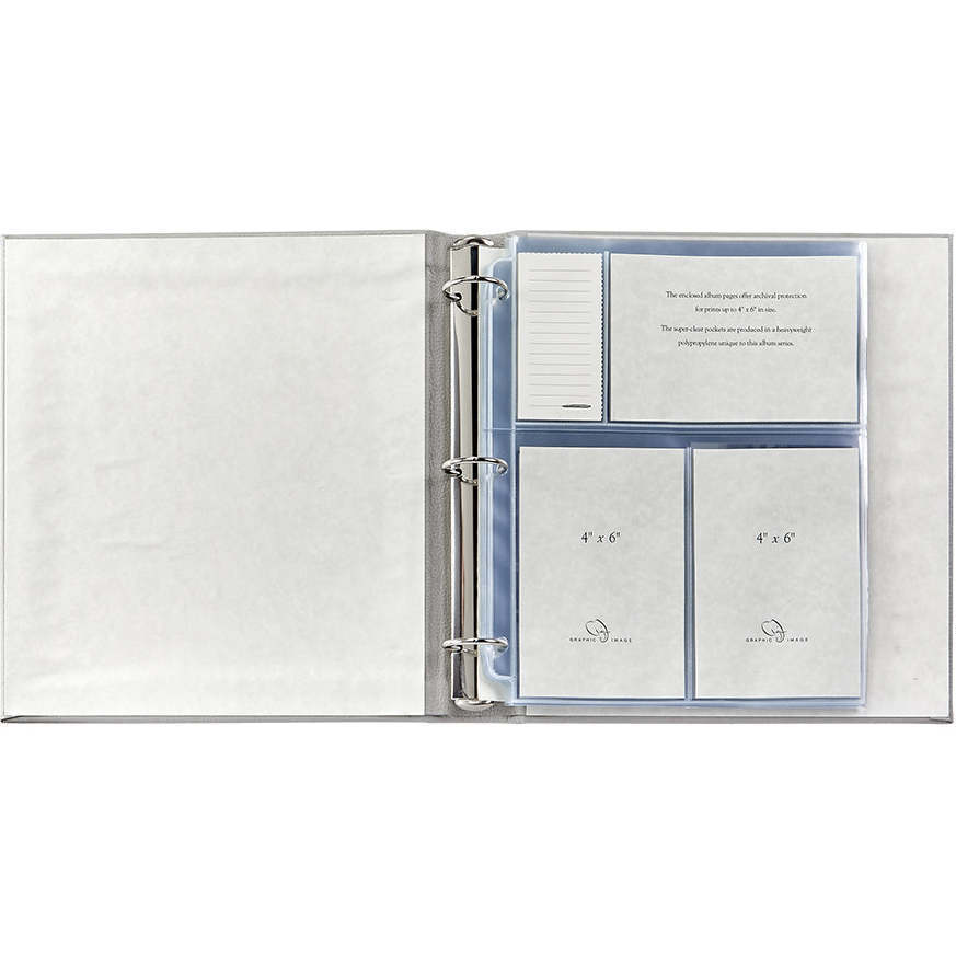 Large Clear Pocket Pebble Grain Leather Photo Album