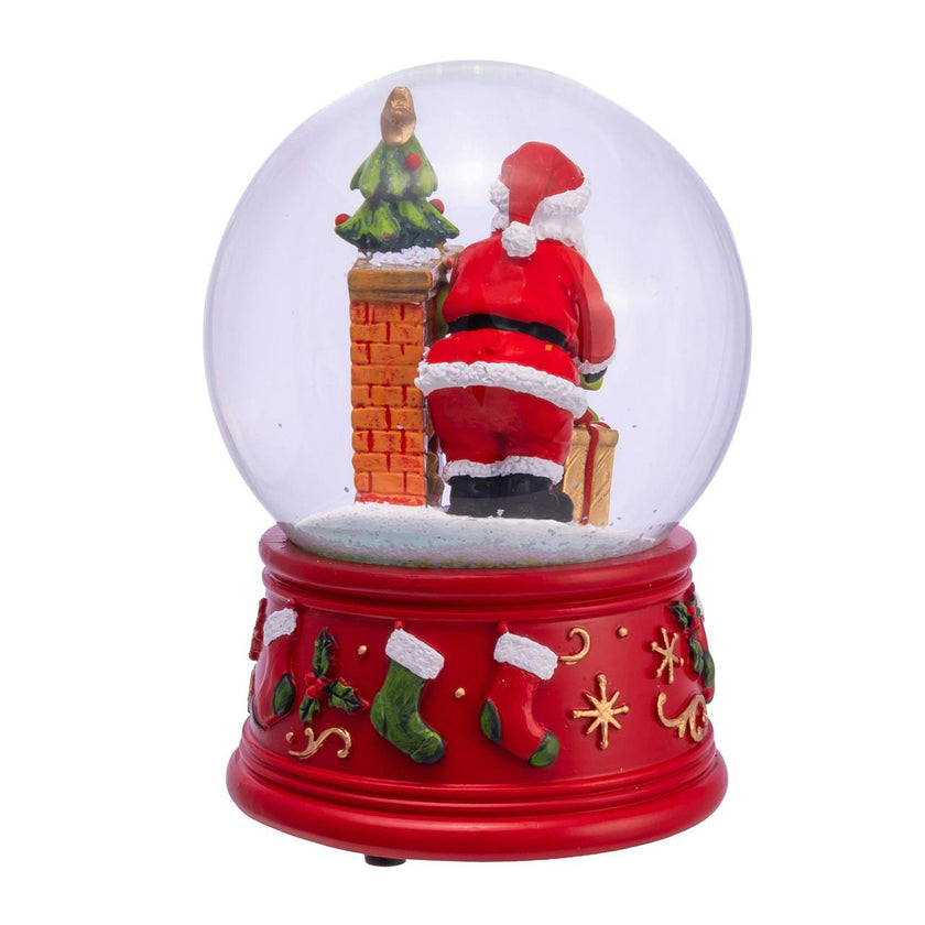 Kurt Adler 100MM Wind-Up Musical Santa With Fireplace Water Globe