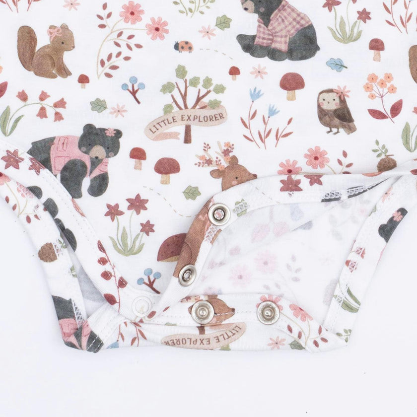 Southern Woodland Animals Pink - Long Sleeve Bodysuit
