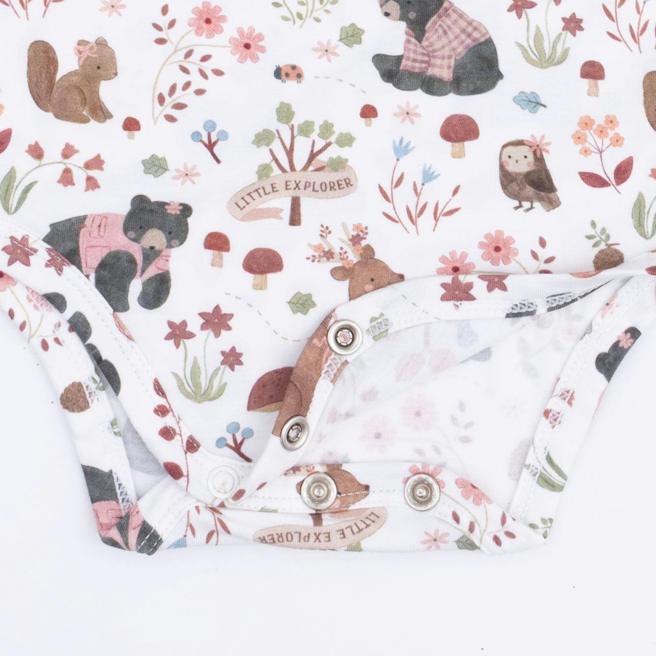 Southern Woodland Animals Pink - Long Sleeve Bodysuit