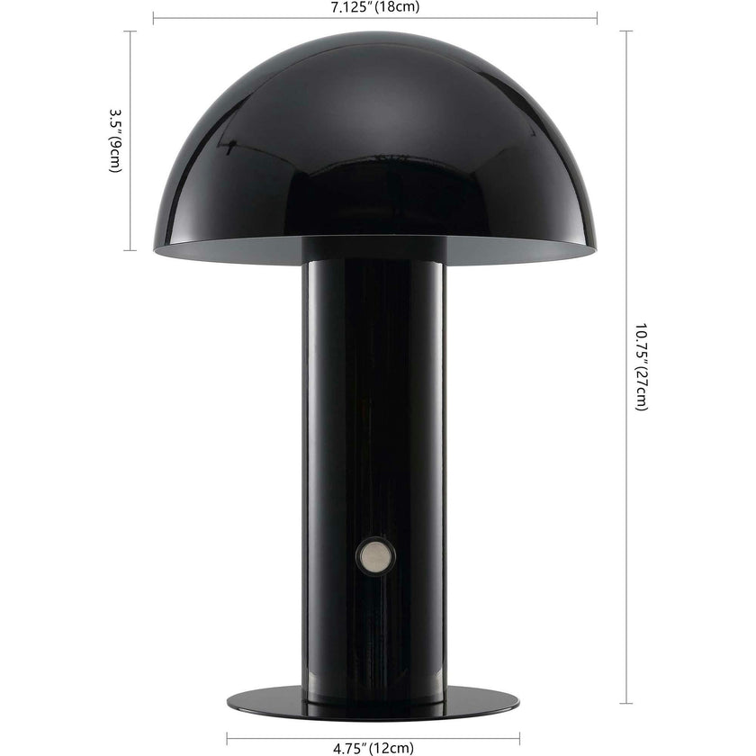 Boletus 10.75" Contemporary Bohemian Rechargeable/Cordless Iron Integrated LED Mushroom Table Lamp
