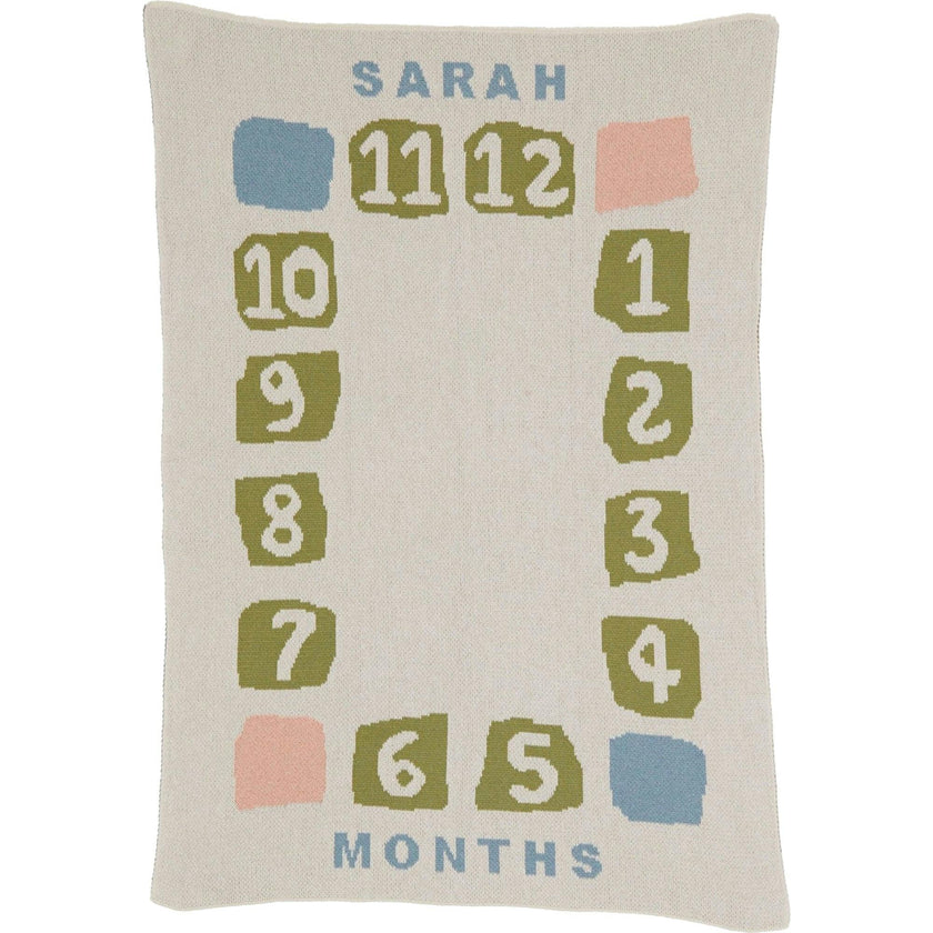 Custom Personalized Baby Sustainable Knit Throw Blanket - Block Milestone