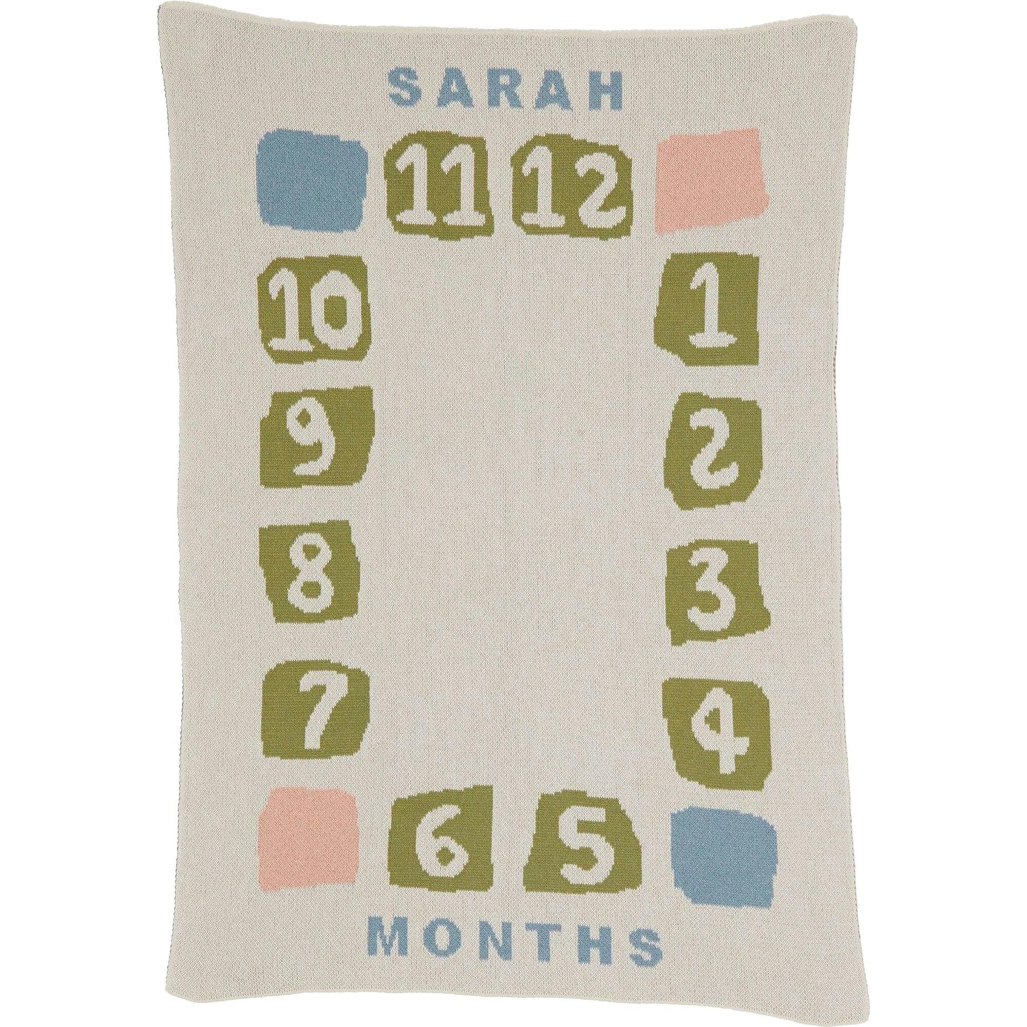 Custom Personalized Baby Sustainable Knit Throw Blanket - Block Milestone