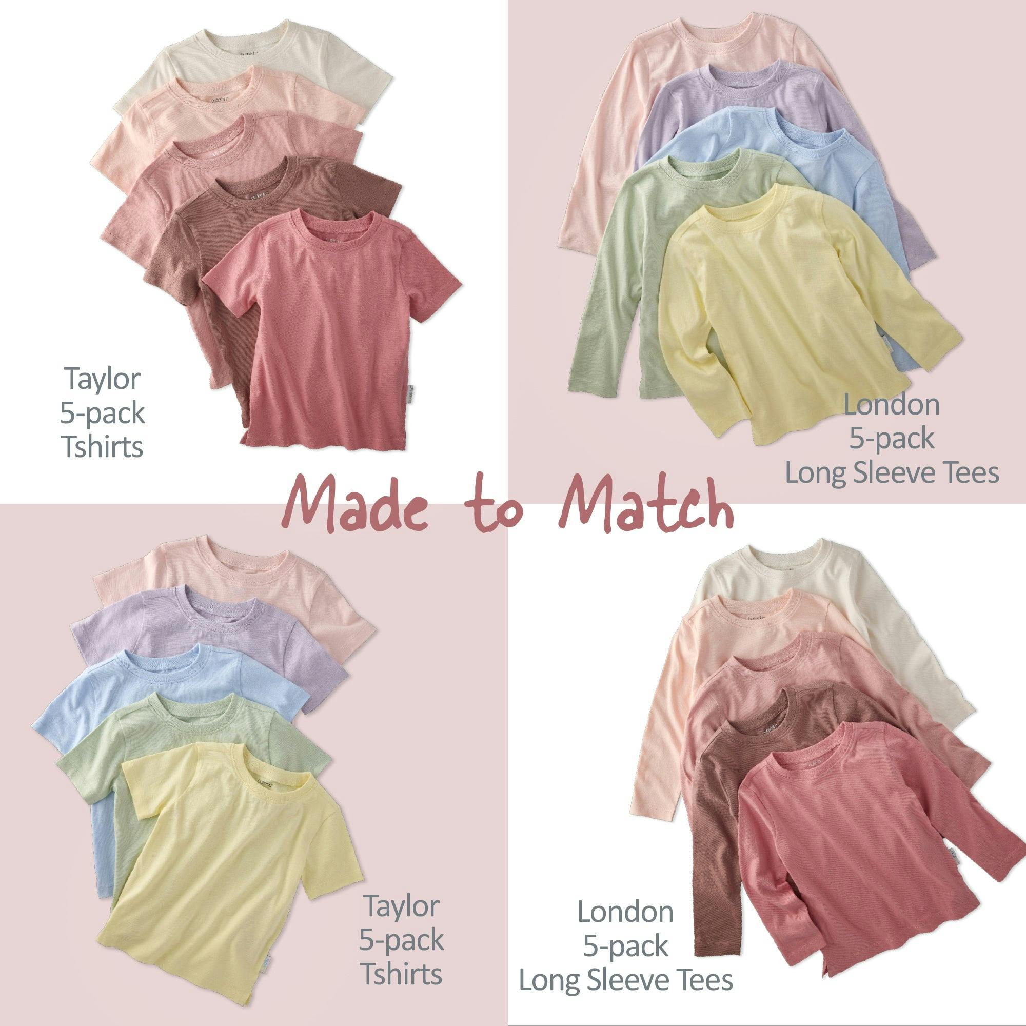 LONDON 5-Pack Toddler Long Sleeve T-Shirts