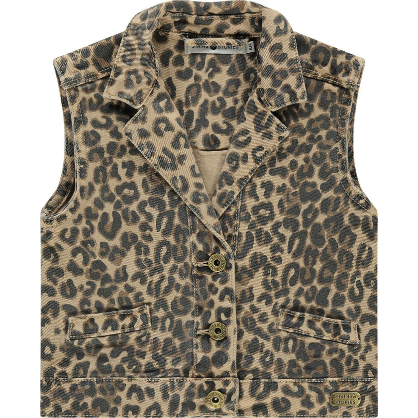 Leopard Print Denim Vest