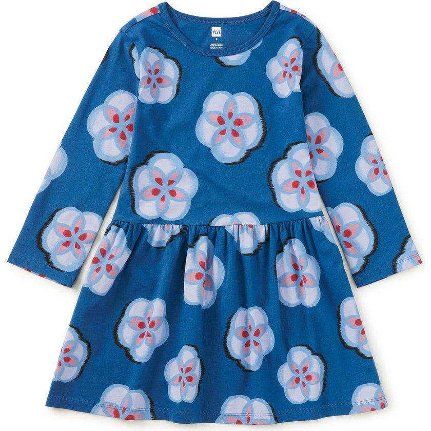 Long Sleeve Skirted Dress, Blue